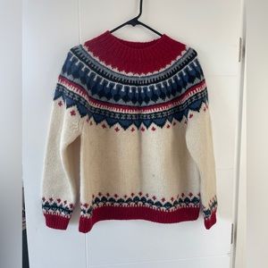 Eddie Bauer Vintage Wool Nordic Fair Isle Chunky Mock Neck Sweater, size M